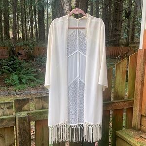 Anatheiand Elegant  Lace Kimono with Fringe